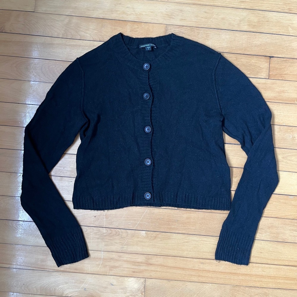 James Perse Black 100% Cashmere Button Front Cardigan Sweater WOKC2661 Size 2